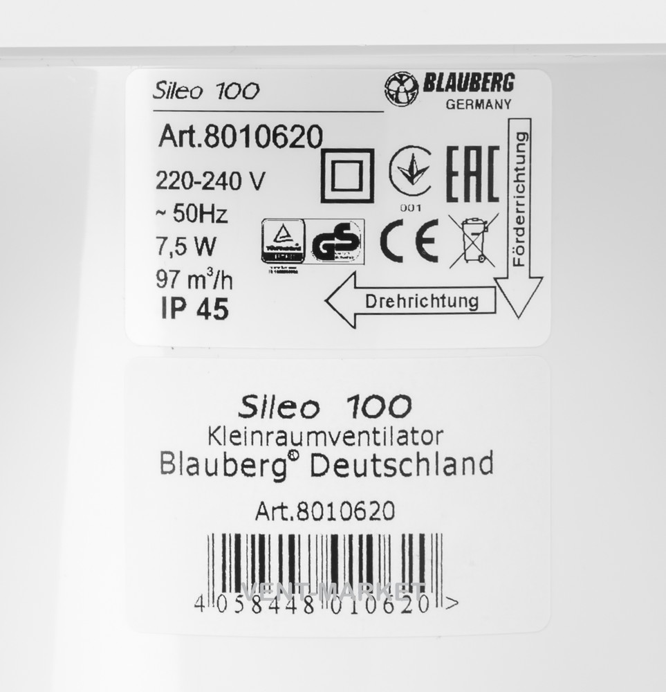 Вытяжной вентилятор BLAUBERG Sileo 100 H