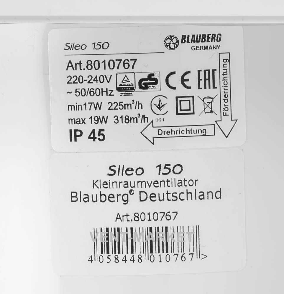 Вытяжной вентилятор BLAUBERG Sileo 150