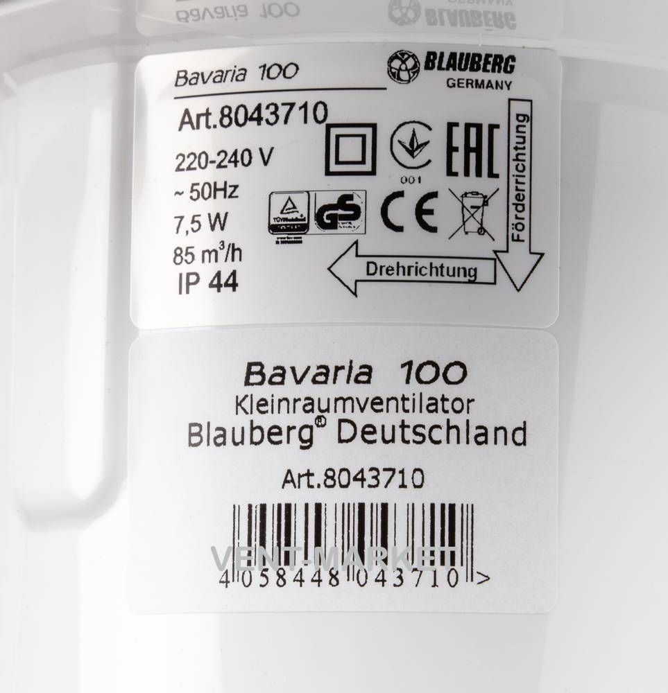Витяжний вентилятор BLAUBERG Bavaria 100 ST