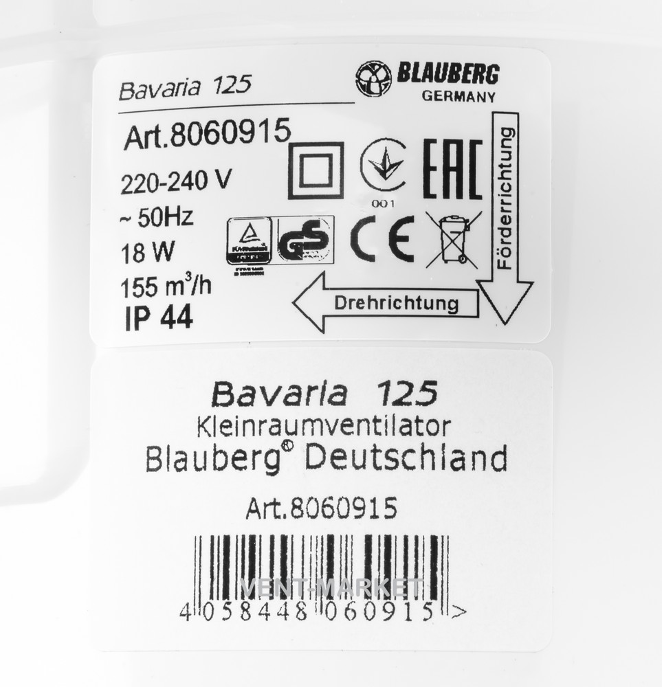 Вытяжной вентилятор BLAUBERG Bavaria 125