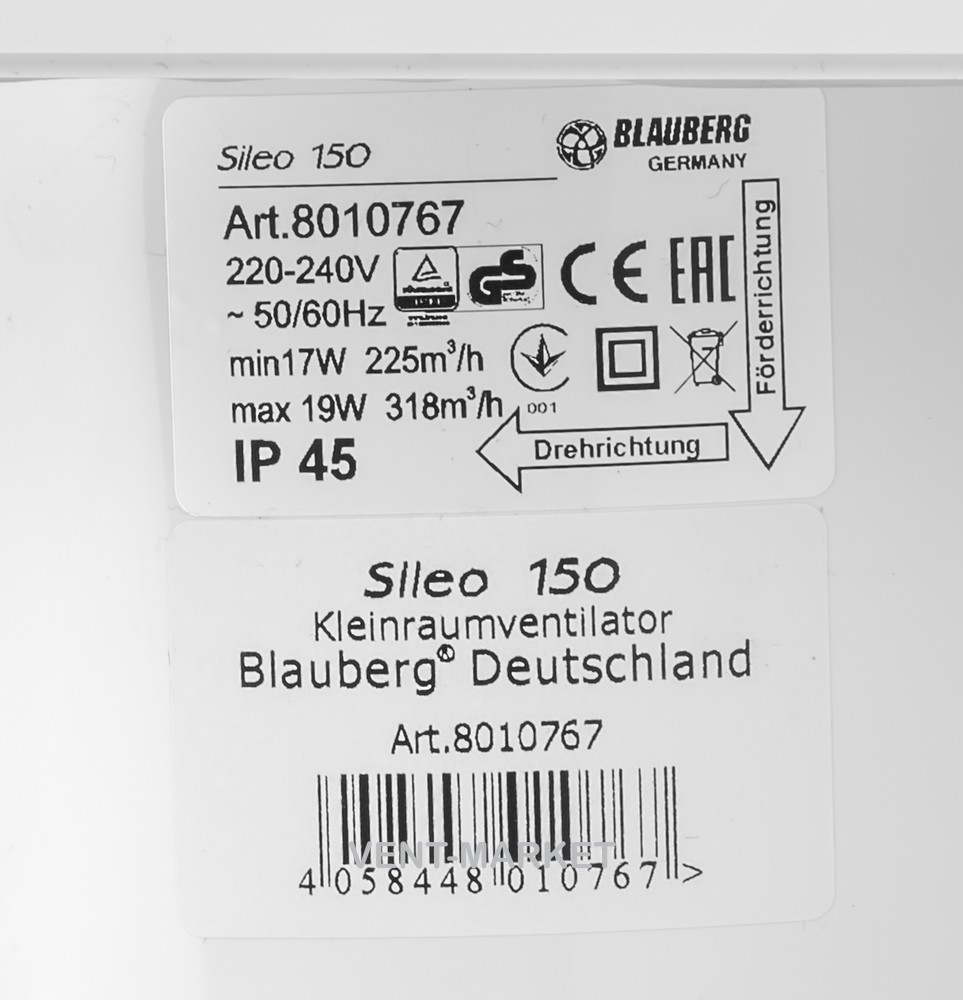 Вытяжной вентилятор BLAUBERG Sileo Max 150 Н