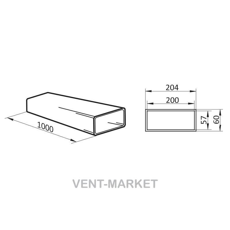 Канал Вентс 8020 плоский 60х204/2