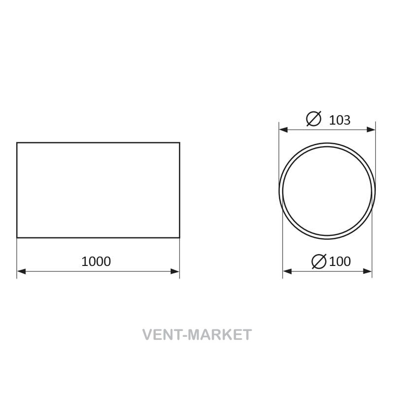 Канал Вентс 1005-1 складаний круглий d100/0,5