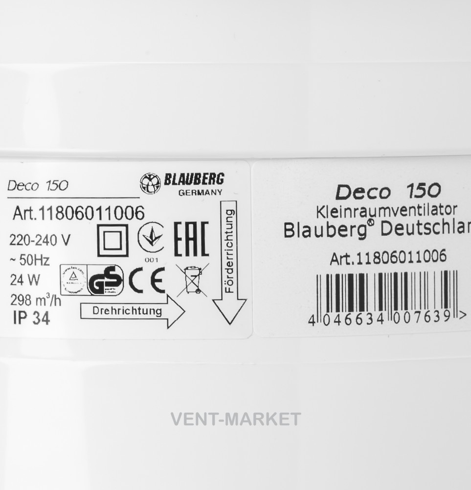 Вытяжной вентилятор BLAUBERG Deco 150