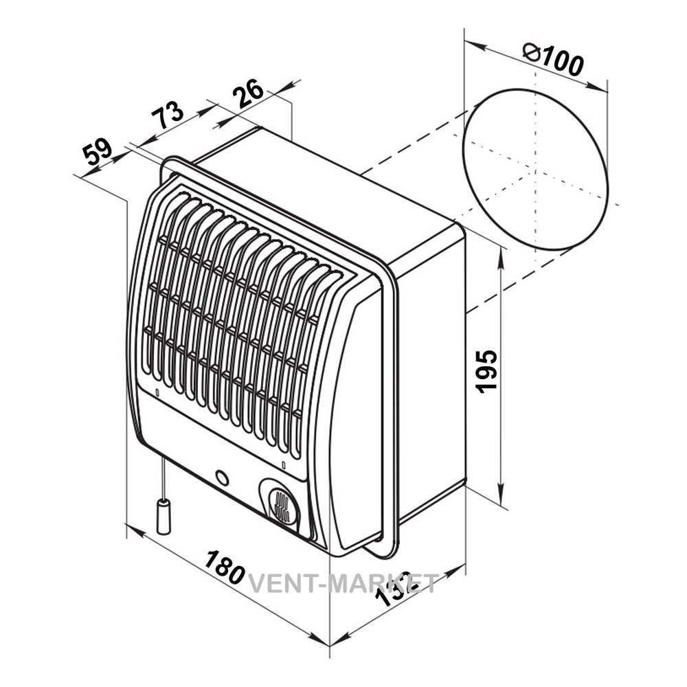 Вытяжной вентилятор Вентс ЦФ 100 ТН турбо