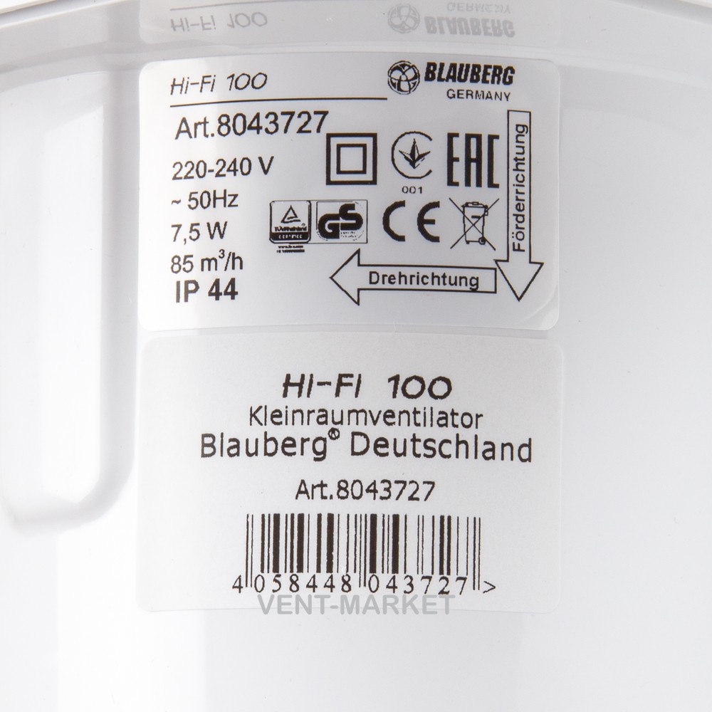 Вытяжной вентилятор BLAUBERG Hi-Fi 100