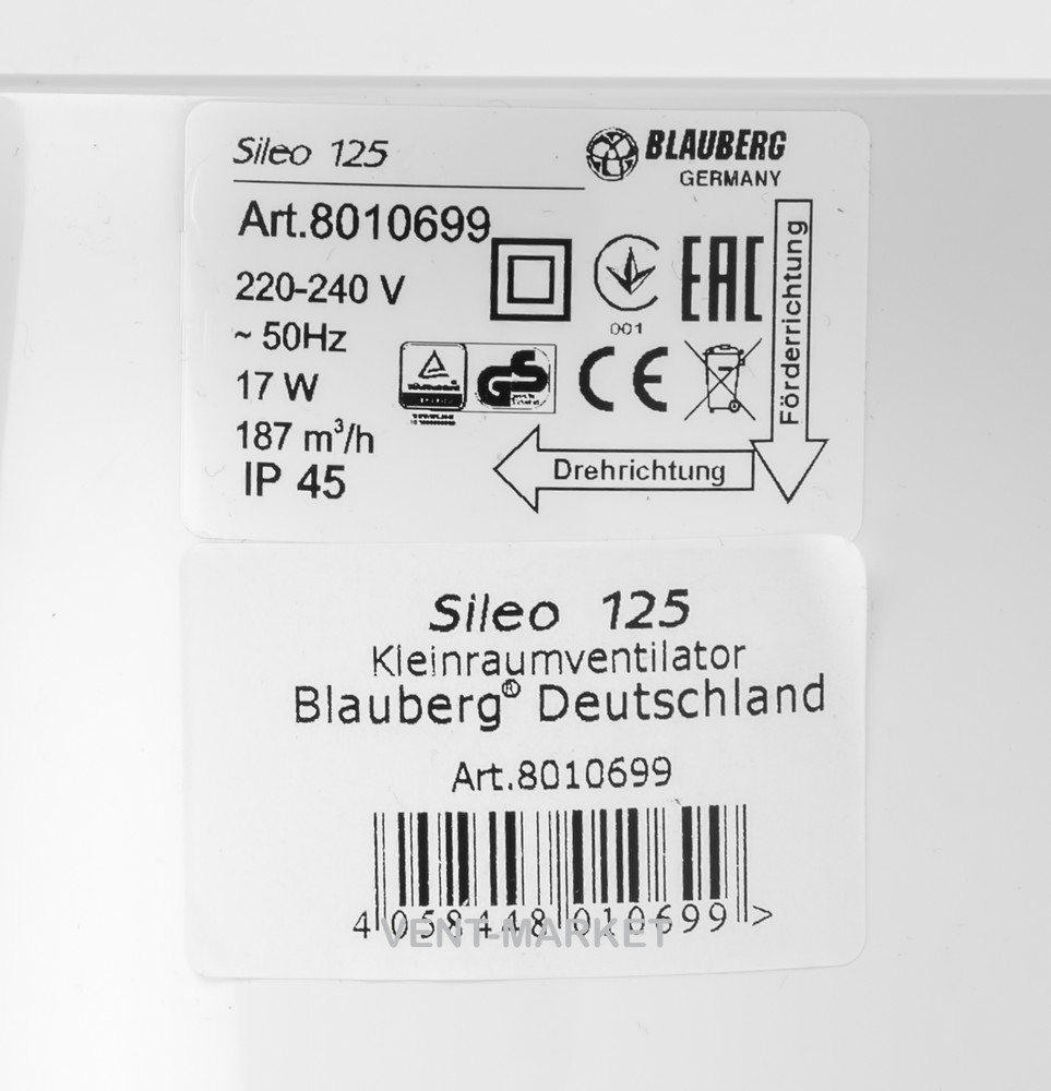 Вытяжной вентилятор BLAUBERG Sileo 125